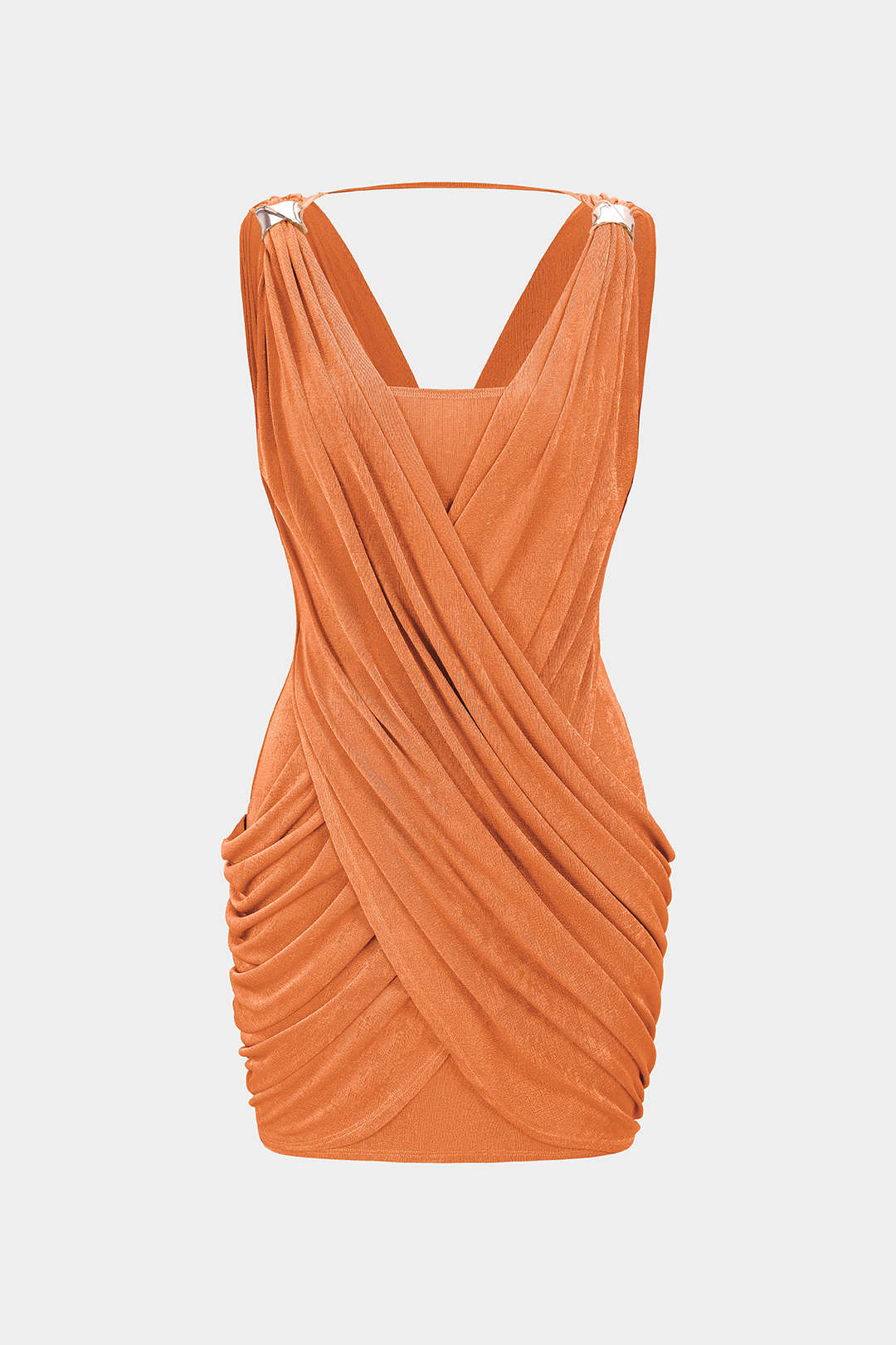 Maud - Metallic mouwloze minijurk met V-hals en ruches