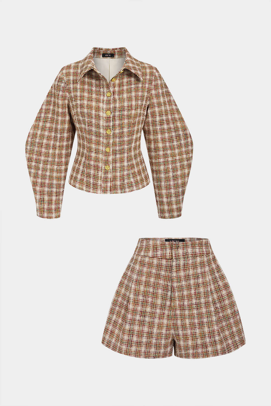 Tweed short met knoopjes