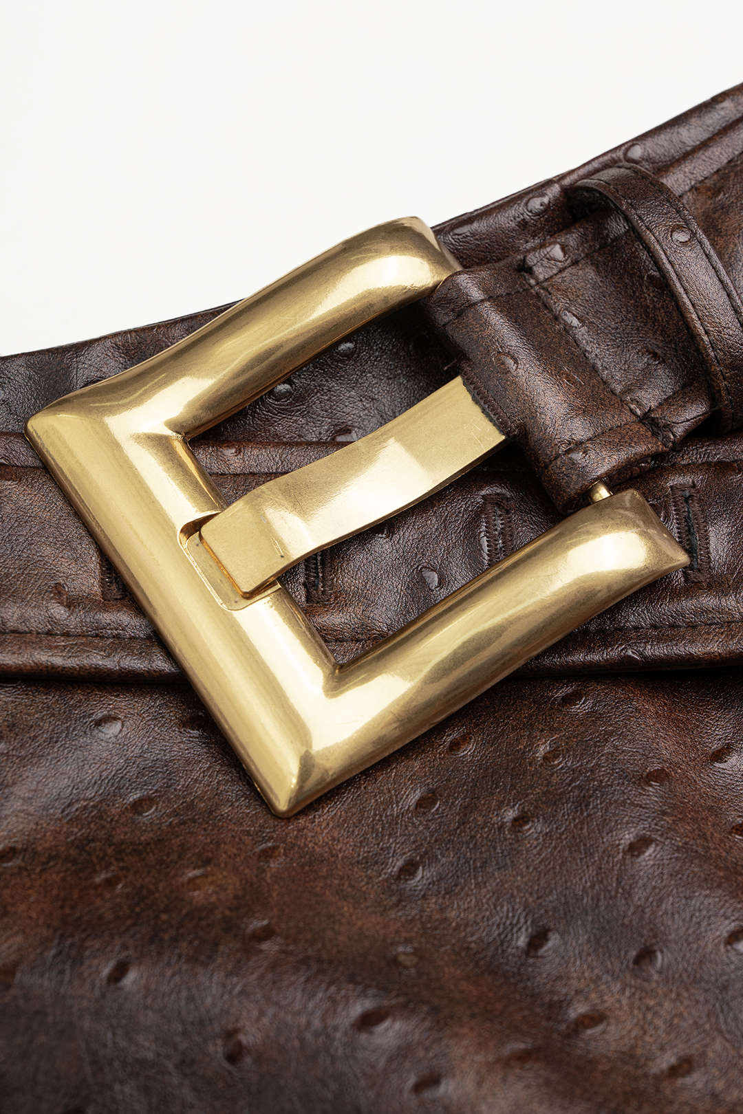 Gestructureerde leren-look minirok met riem