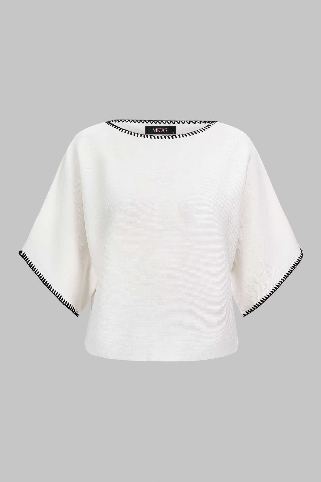 Gebreide blouse met borduursel en korte mouwen