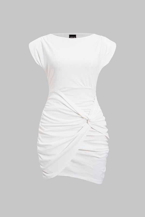 Mira - Minijurk met ruches, gedraaid detail en knoopdetail