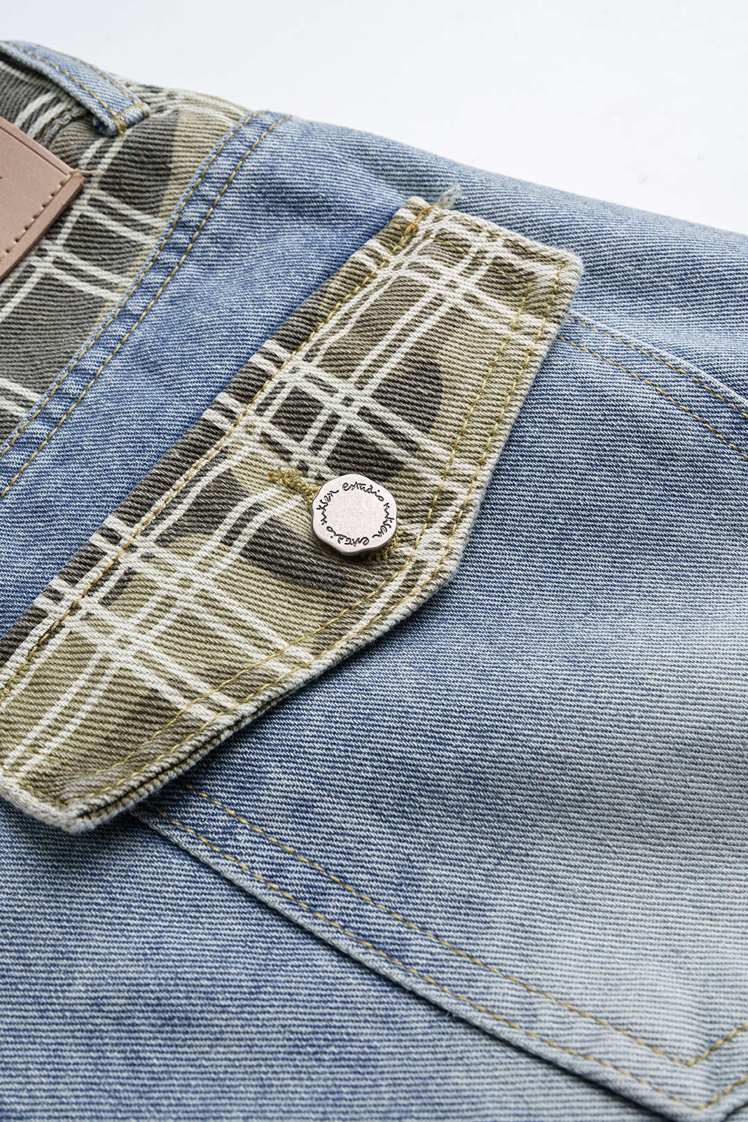 Geruite jeans met wijde pijpen