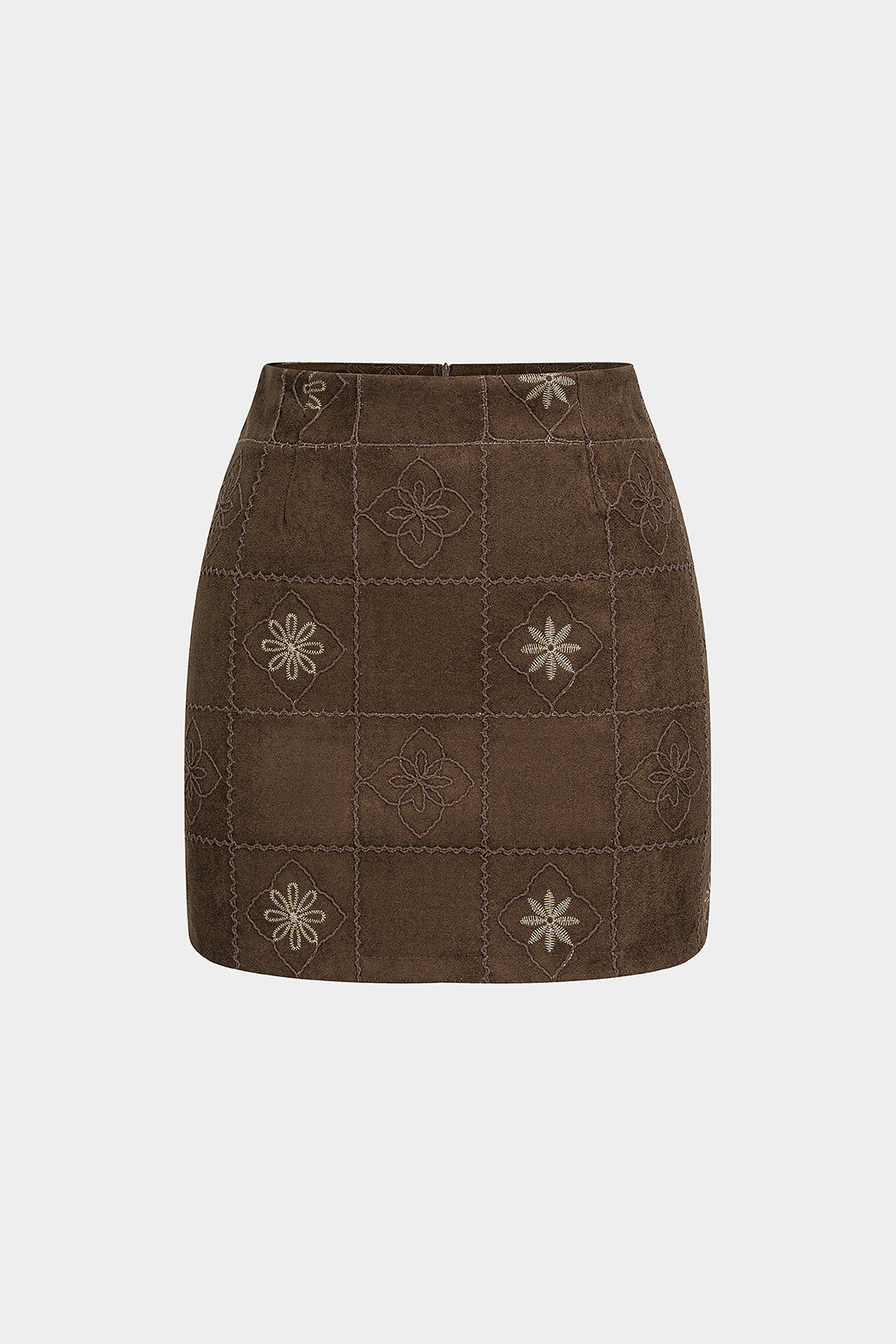 Bloemenprint suède minirok met knoopjes