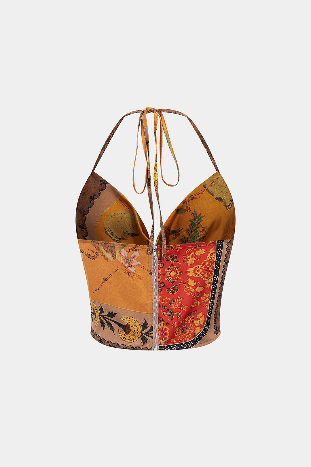 Bloemenprint top met halternek en open rug