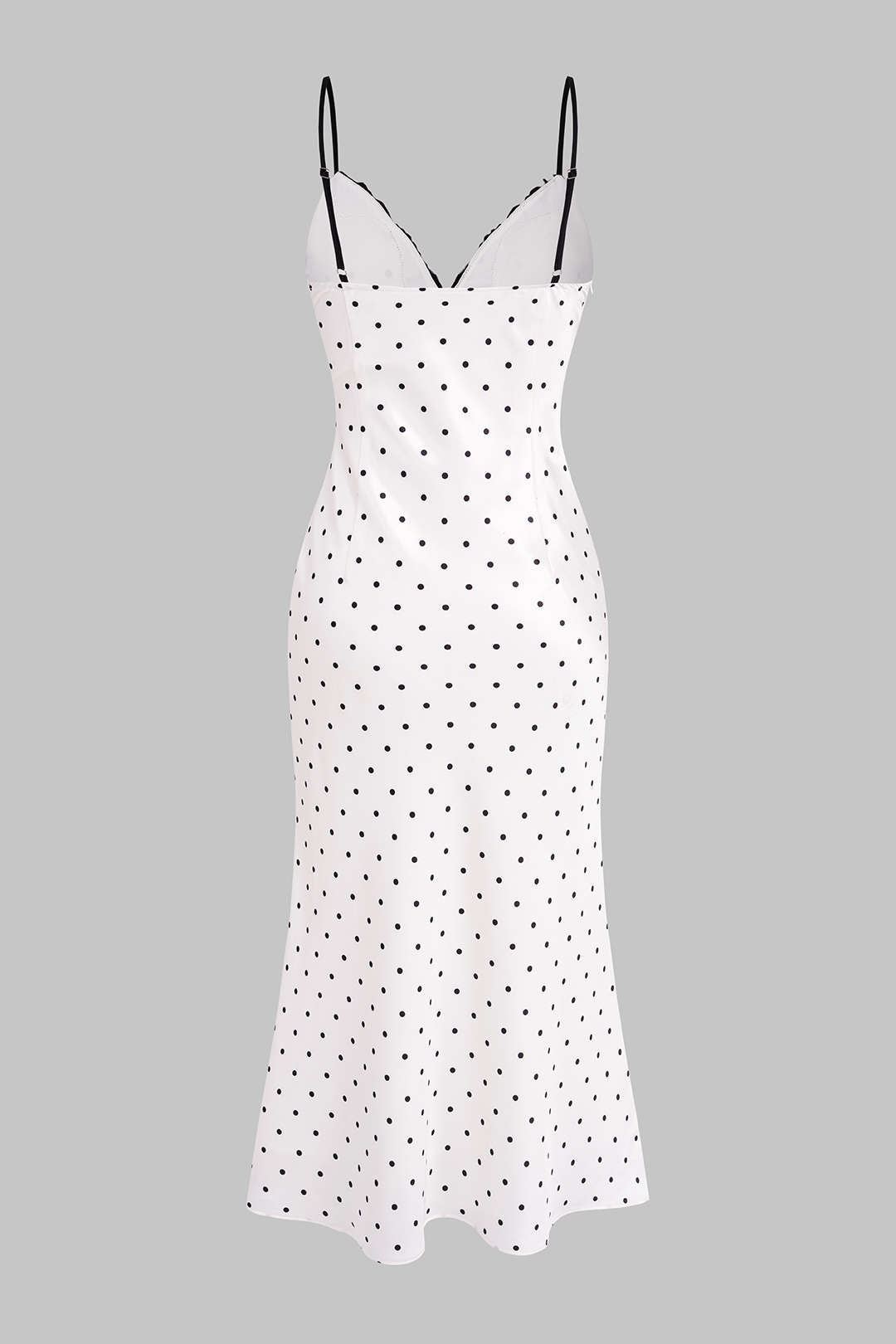 Gestipte chiffon midijurk met kanten rand