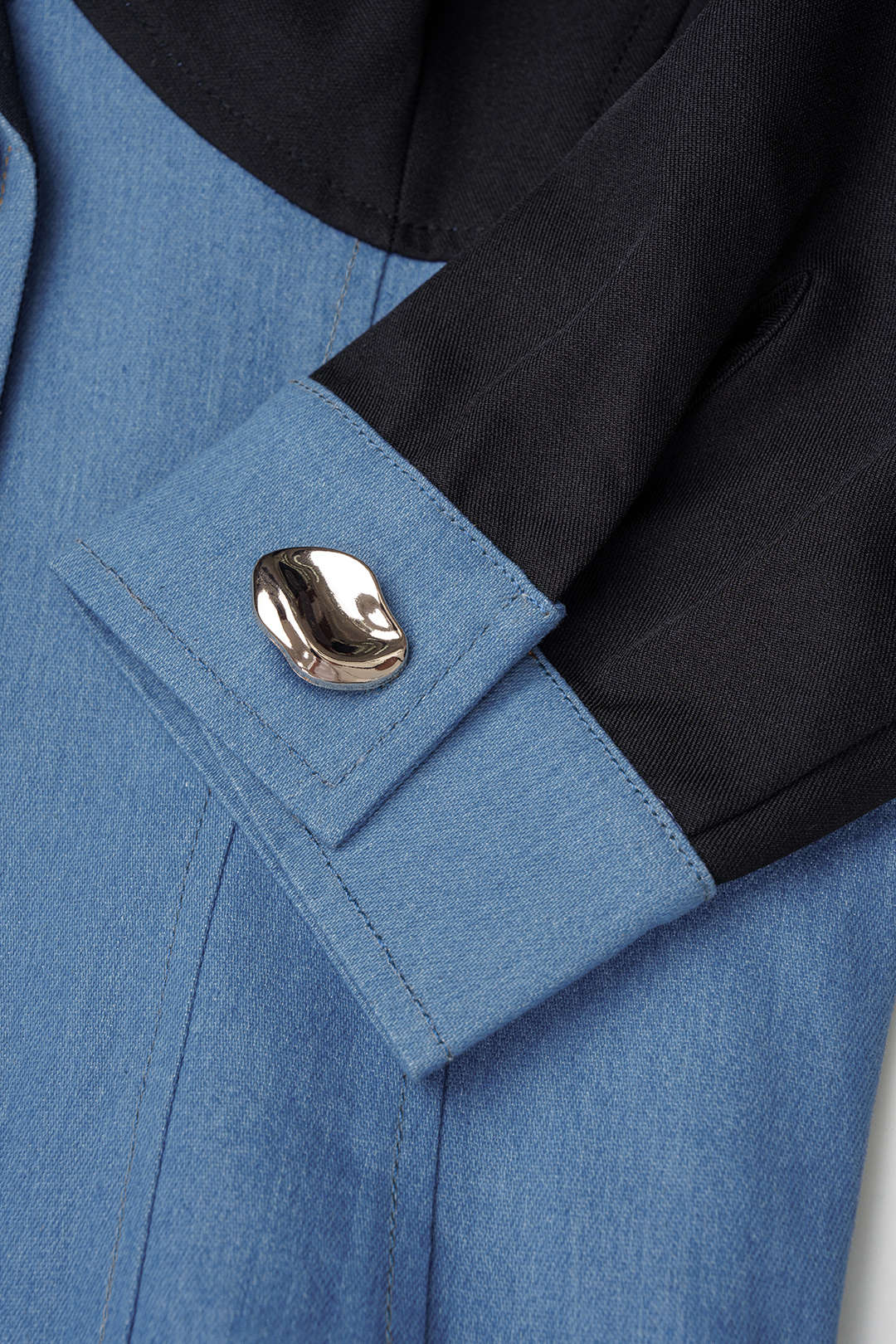 Yasmin - Denim patchwork blazer met reverskraag