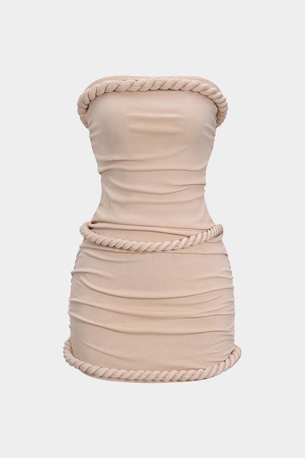 Mouwloze minijurk met gedraaid detail en knoopdetail