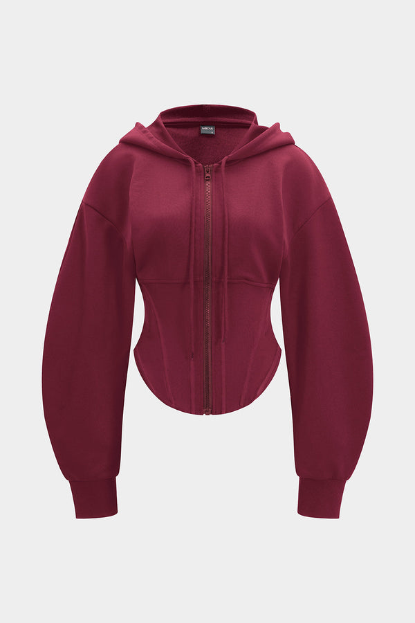 Hoodie met rits en trekkoord