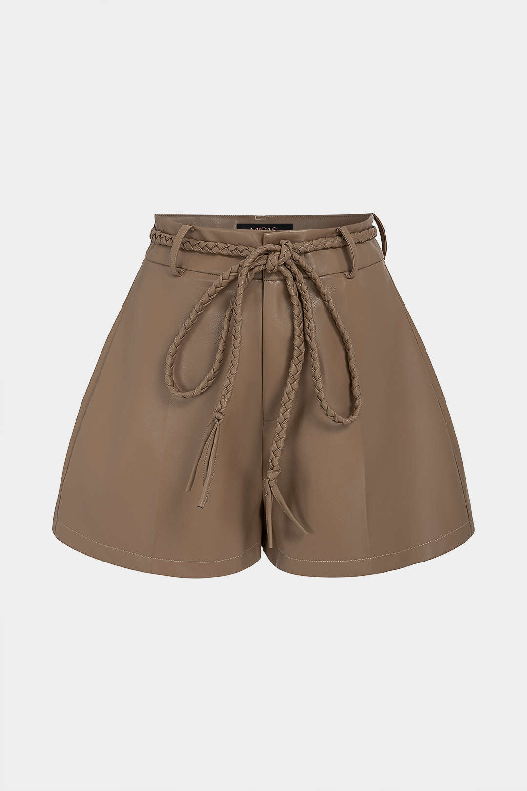 Leren-look short met strik