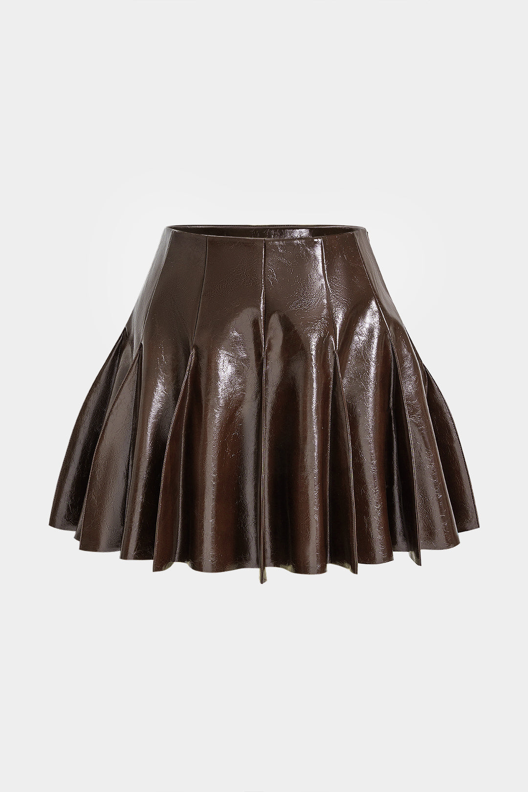 Leren-look geplooide rok