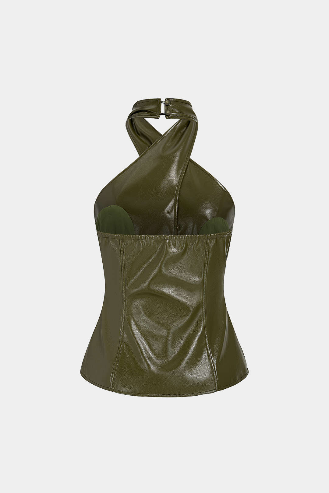 Metallic leren-look gilet met halternek
