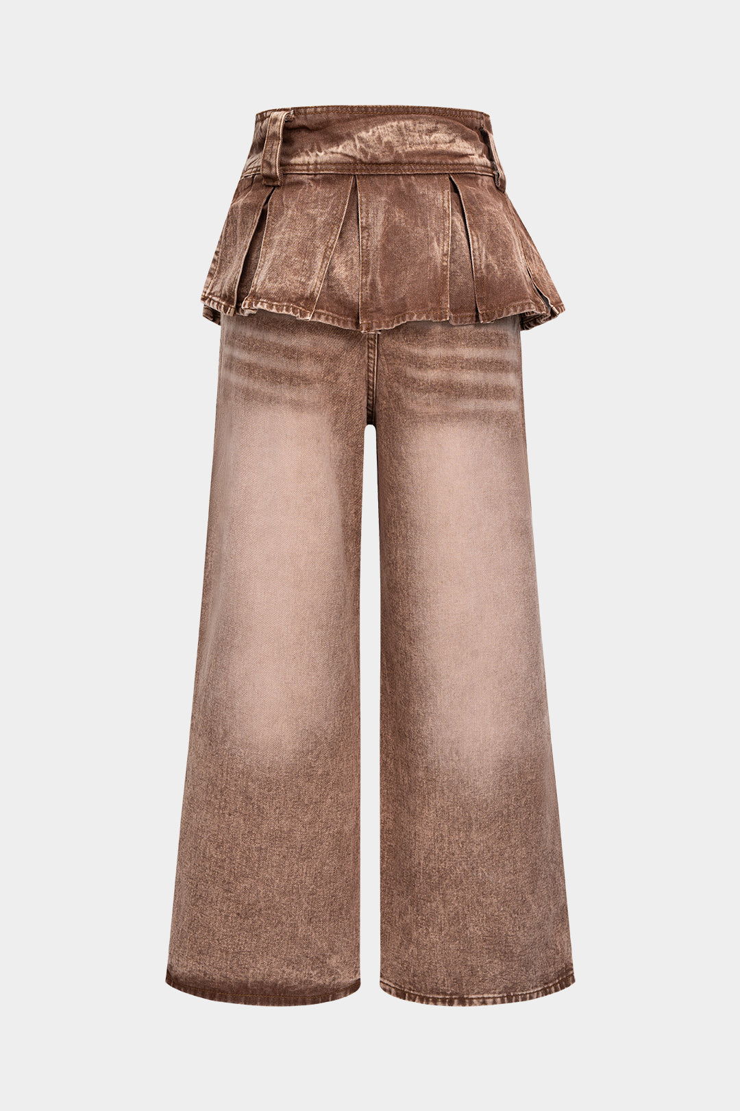 Geplooide jeans met wijde pijpen