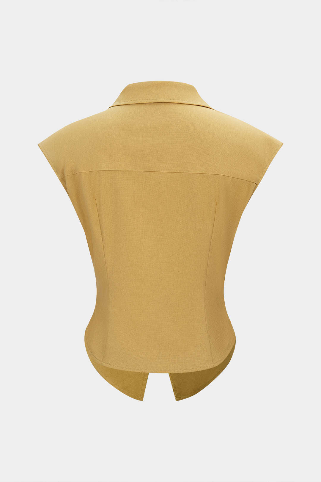 Linnen tanktop met revers, uitsnijding en knoopjes