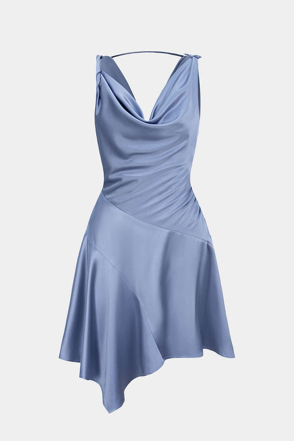 Satijnen asymmetrische minijurk met drapering