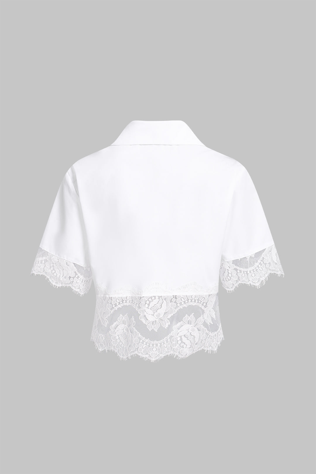 Patchwork metallic blouse met kanten rand en knoopjes