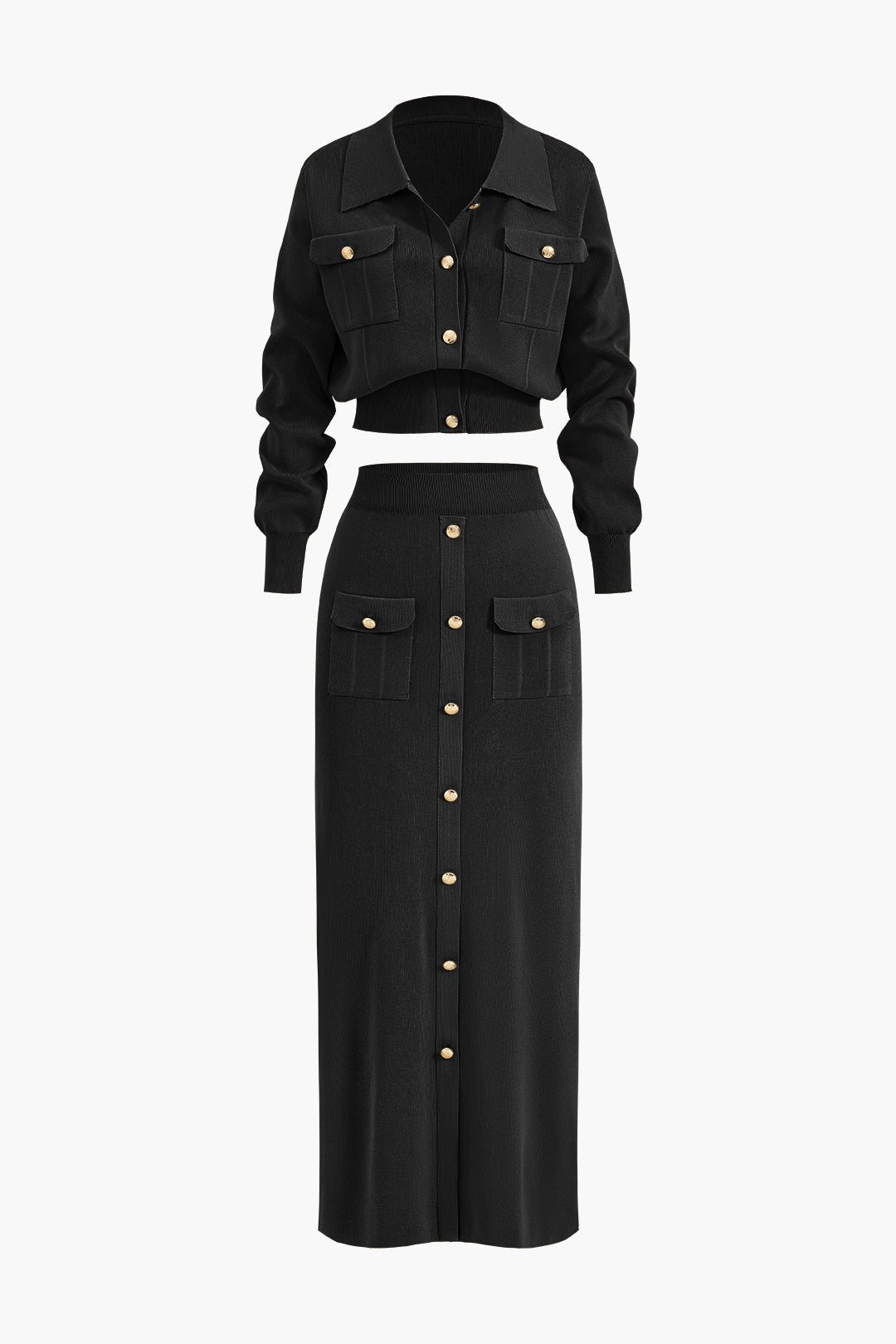Cropped set met top en maxirok