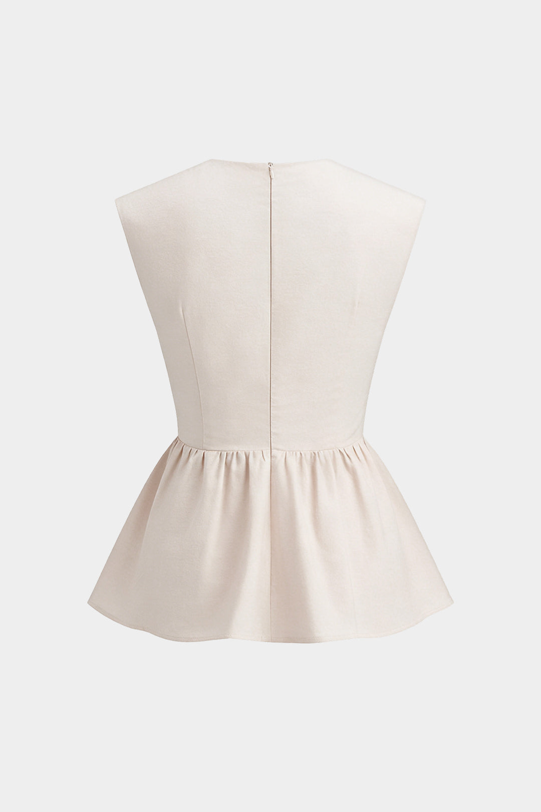 Linnen tanktop met V-hals, ruches en uitsnijding