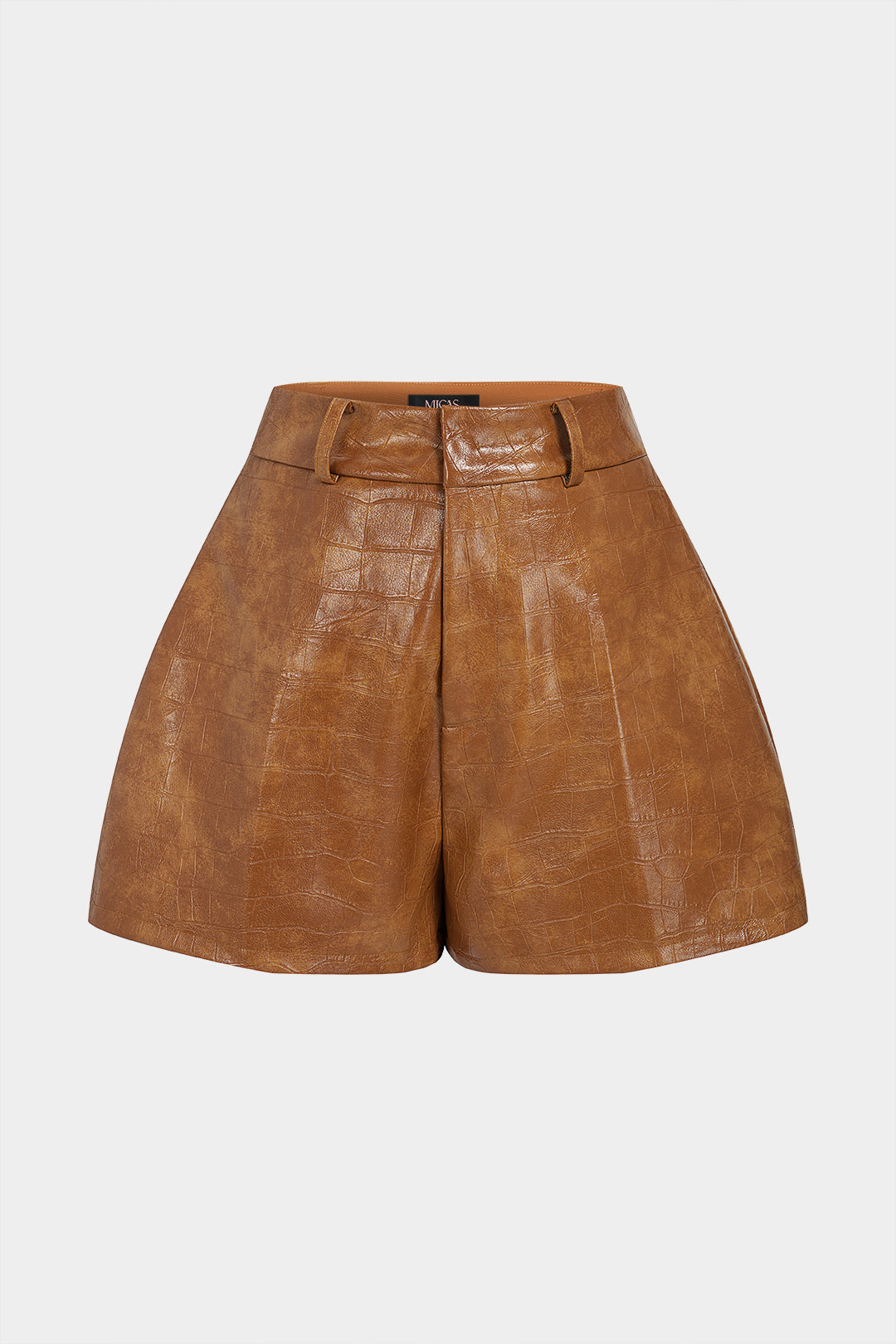 Demi - Leren-look short met hoge taille