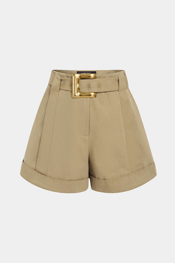 Metallic short met riem