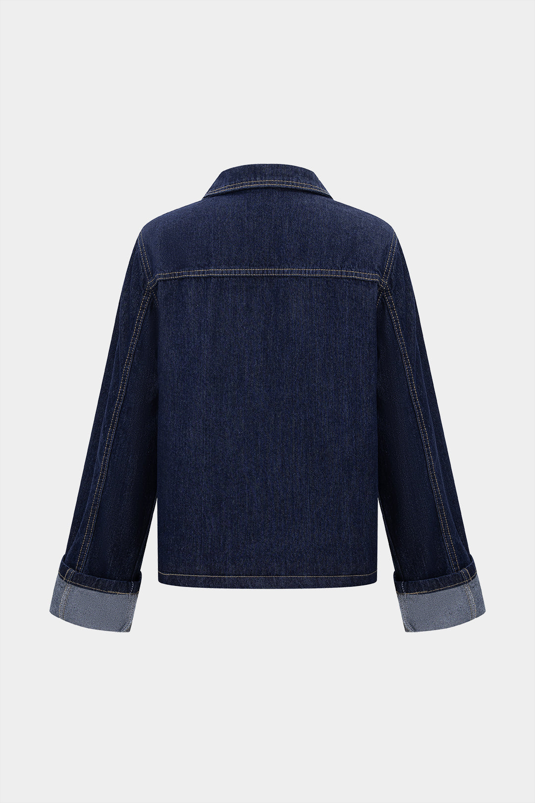 Denim top met knoopjes en lange mouwen