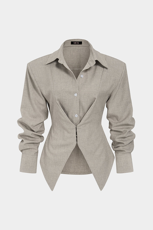 Blouse met revers en lange mouwen