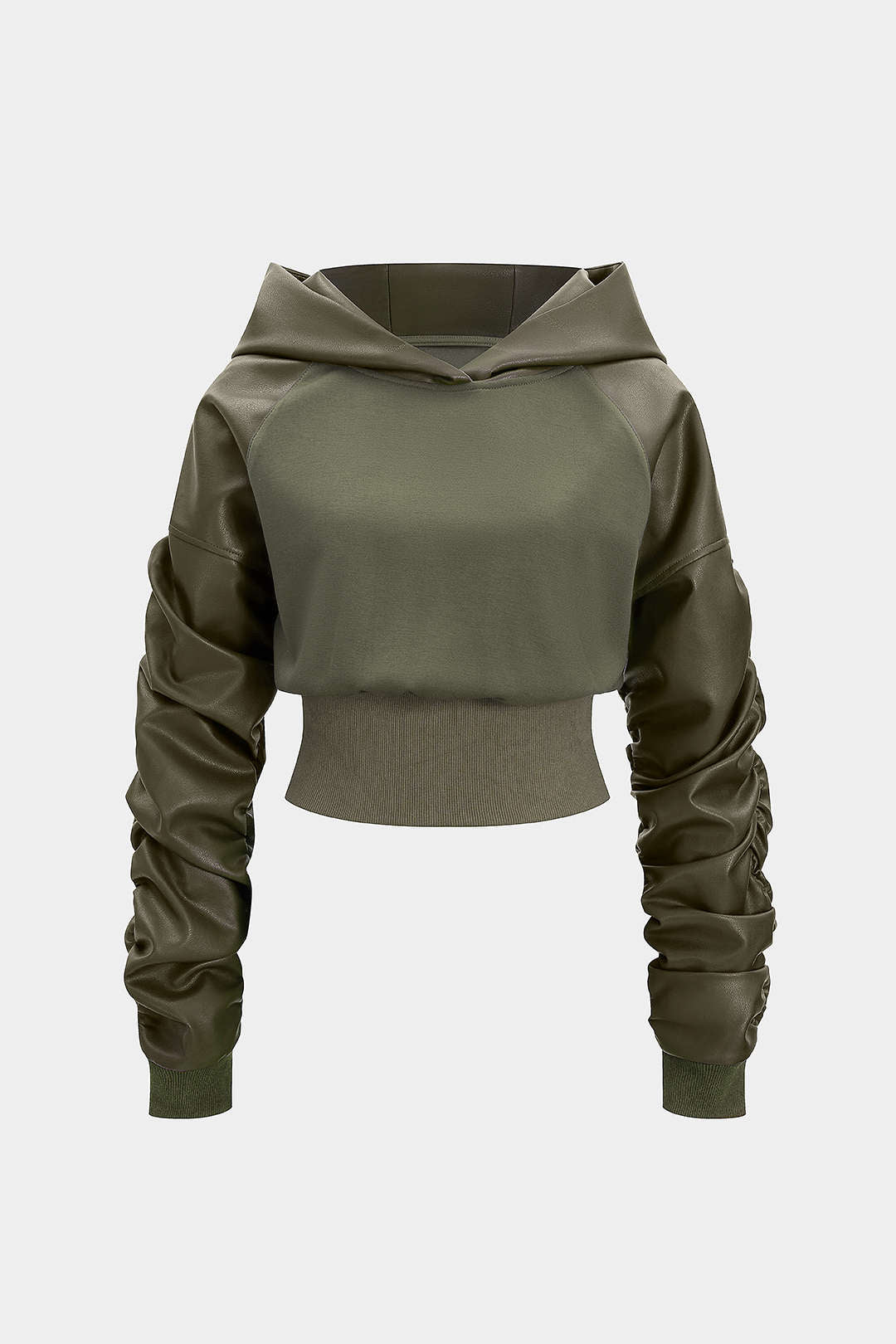 Leren-look patchwork hoodie