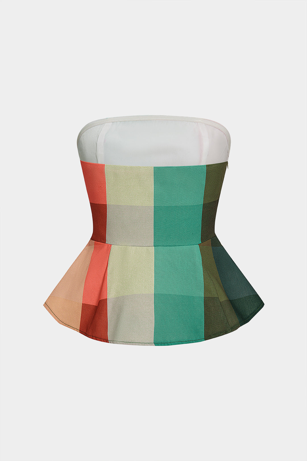 Geruite strapless top