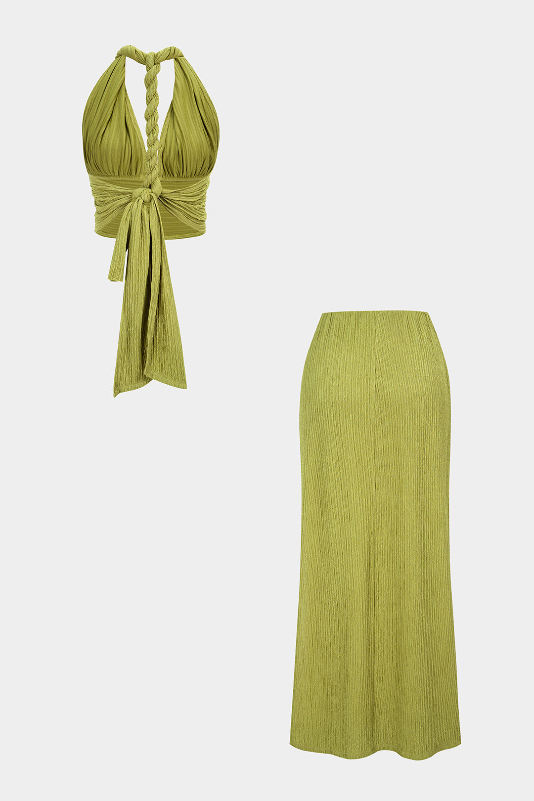 Mouwloze set met top en rok