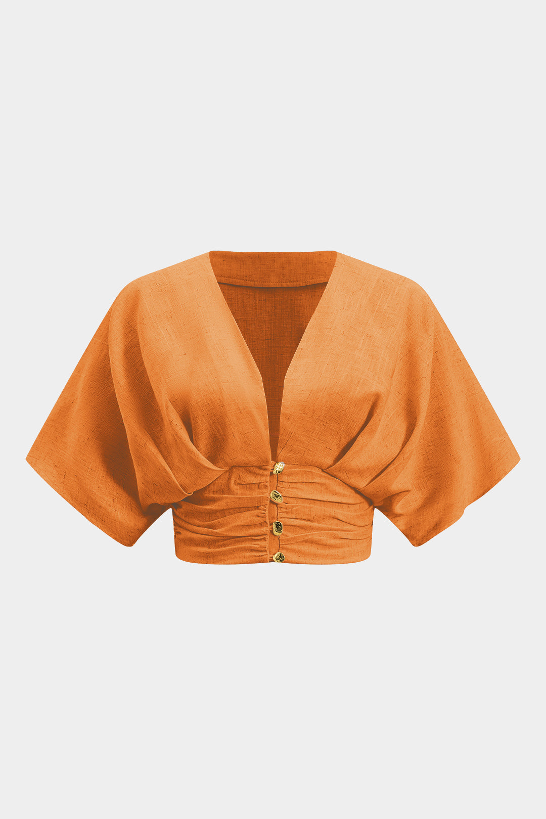 Linnen metallic blouse met korte mouwen