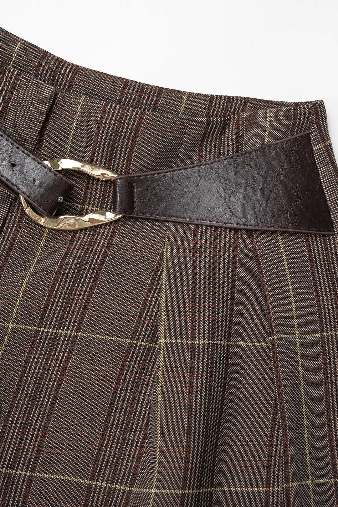 Geruite patchwork short met riem
