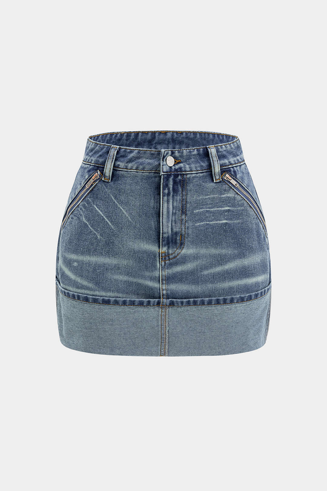 Denim verwassen rok met zakken