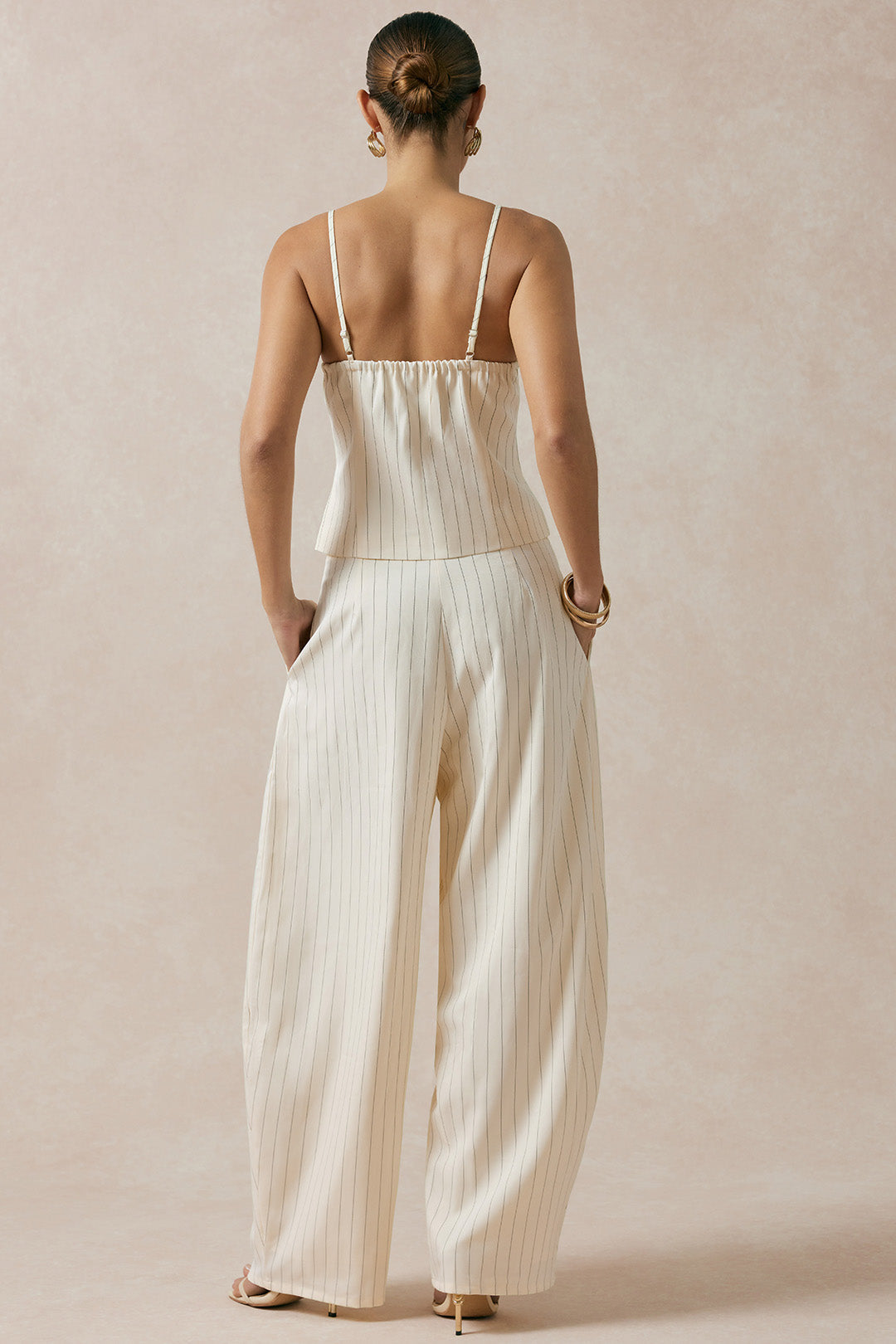 Gestreepte broek met hoge taille