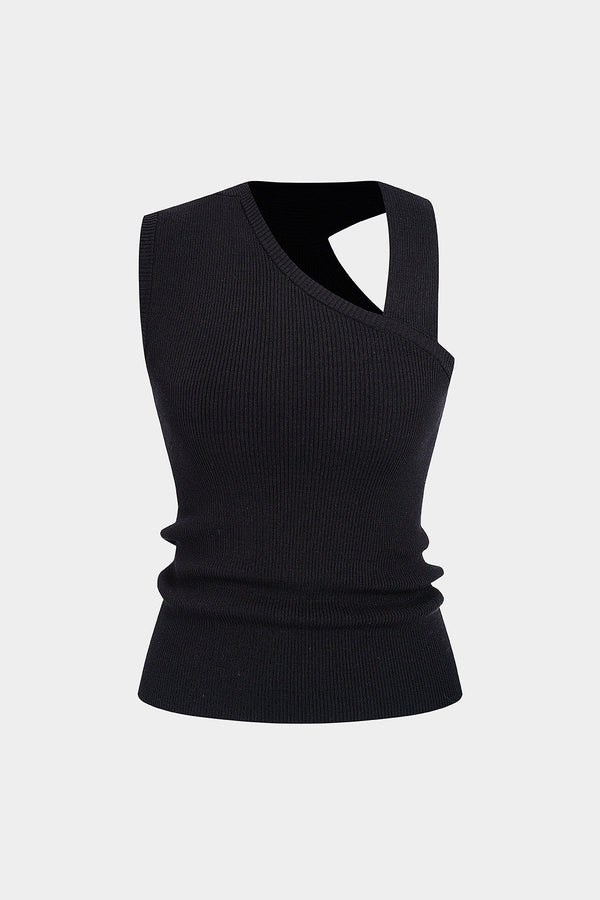 Gebreide asymmetrische tanktop met uitsnijding
