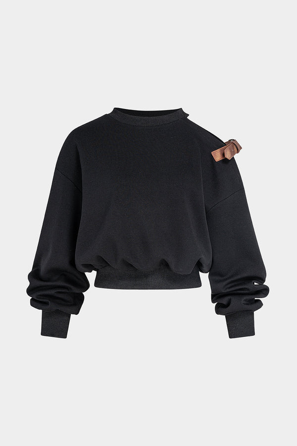 Sweater met ronde hals, uitsnijding en lange mouwen