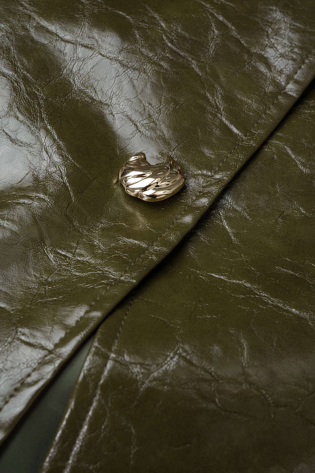 Leren-look metallic rok met split