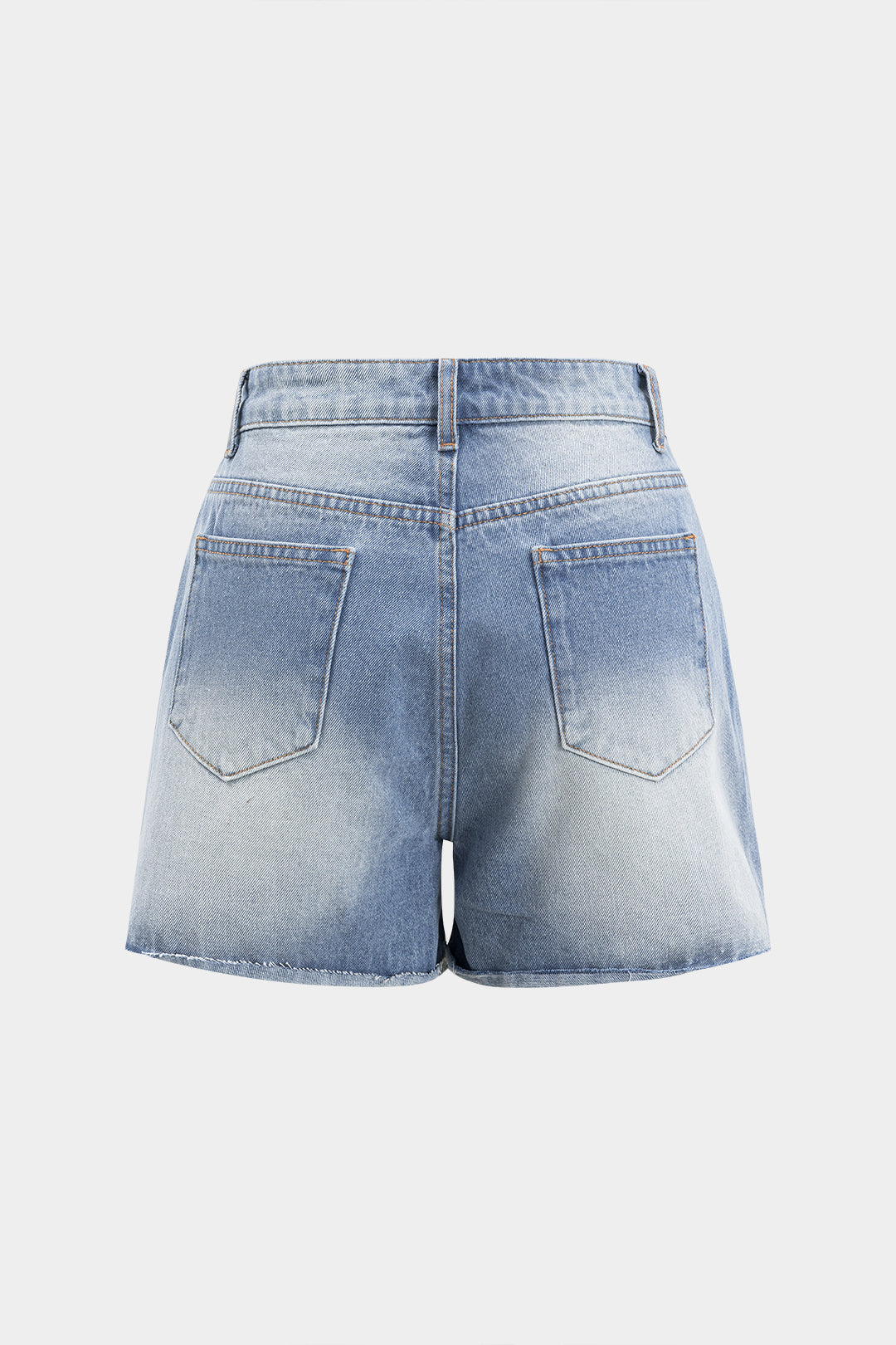 Denim asymmetrische short met knoopjes en zakken