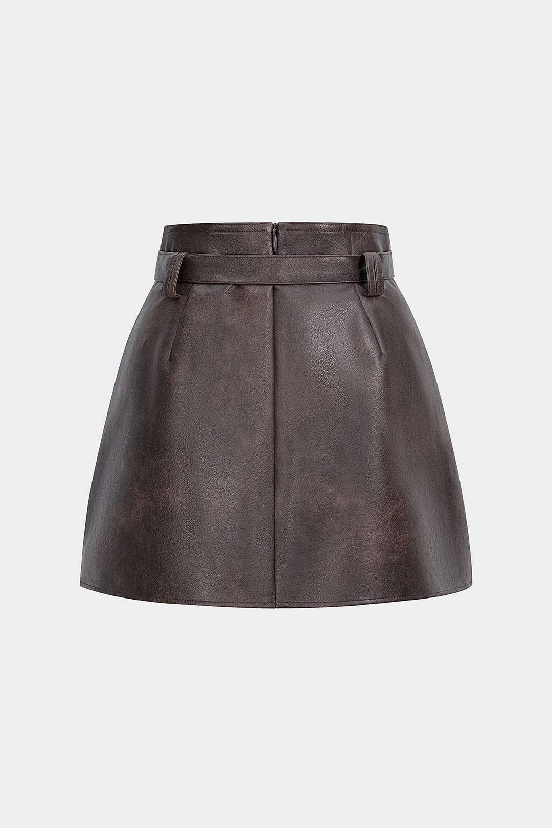 Leren-look rok met zakken en riem
