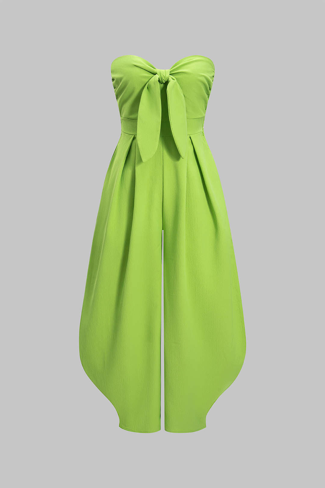 Mouwloze jumpsuit met strapless pasvorm, strik en ruches