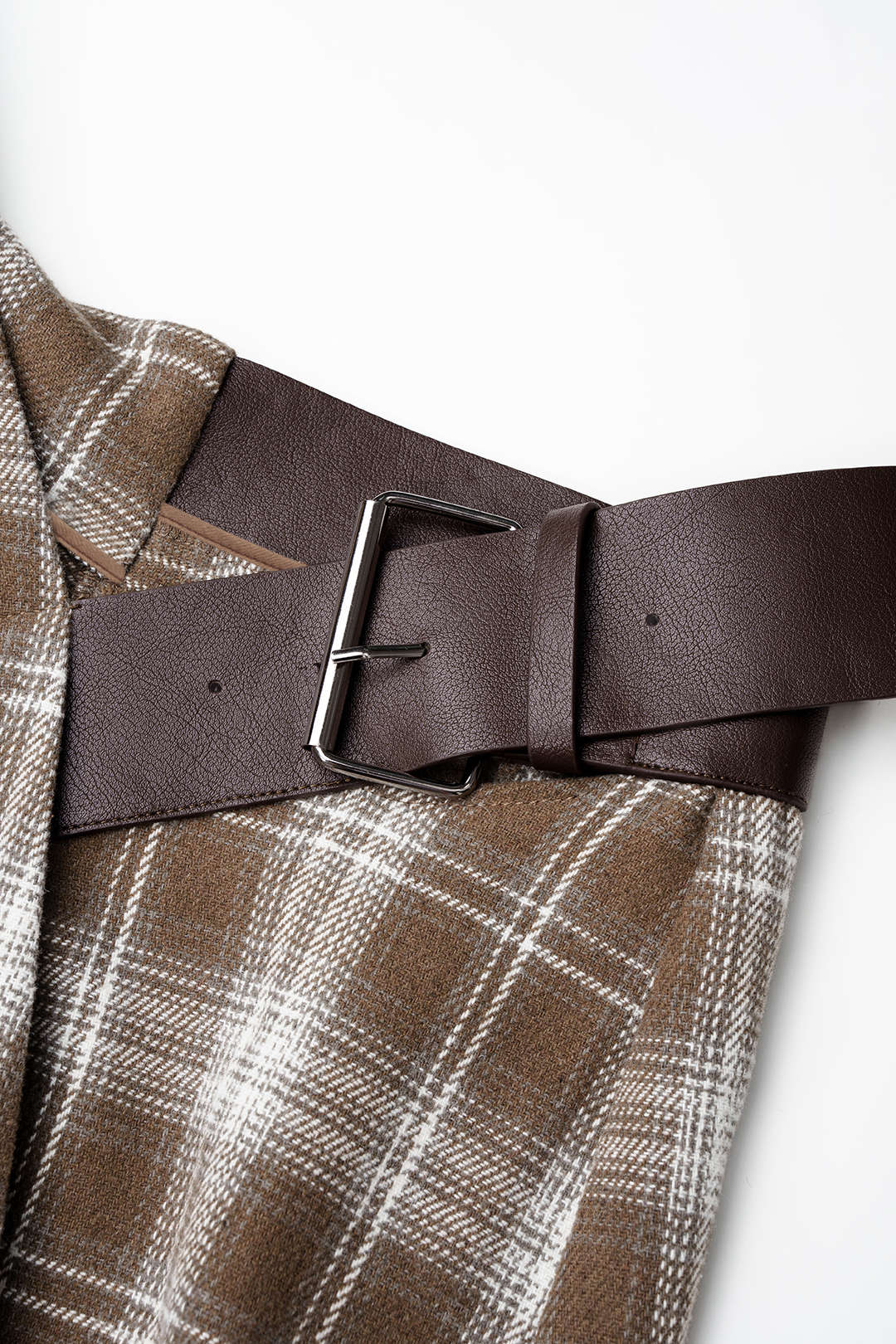 Geruite patchwork rok met riem