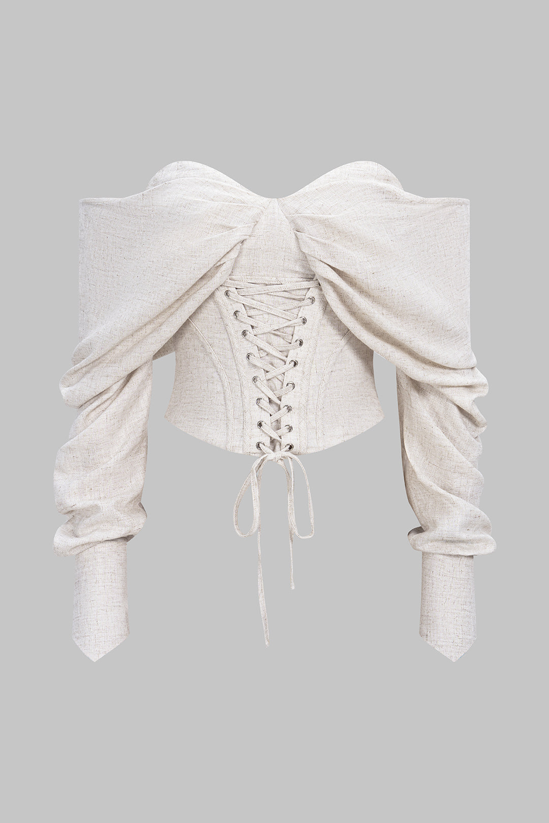 Linnen blouse met blote schouders en lange mouwen