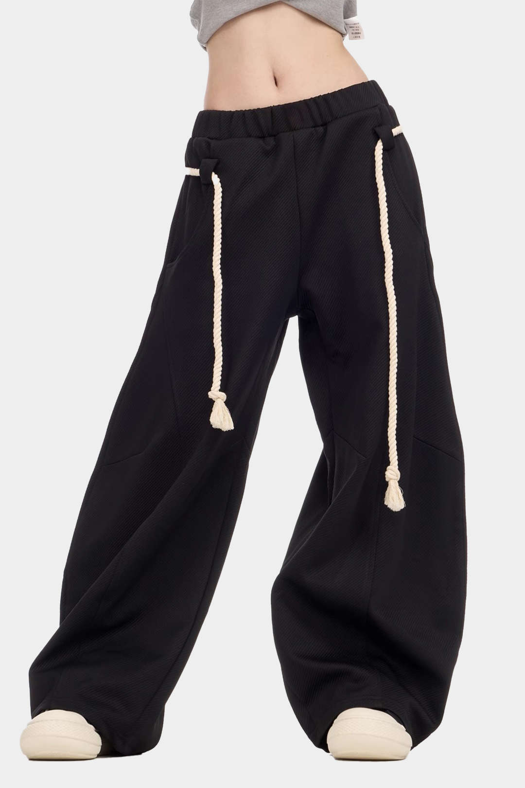 Pantalon met trekkoord en wijde pijpen
