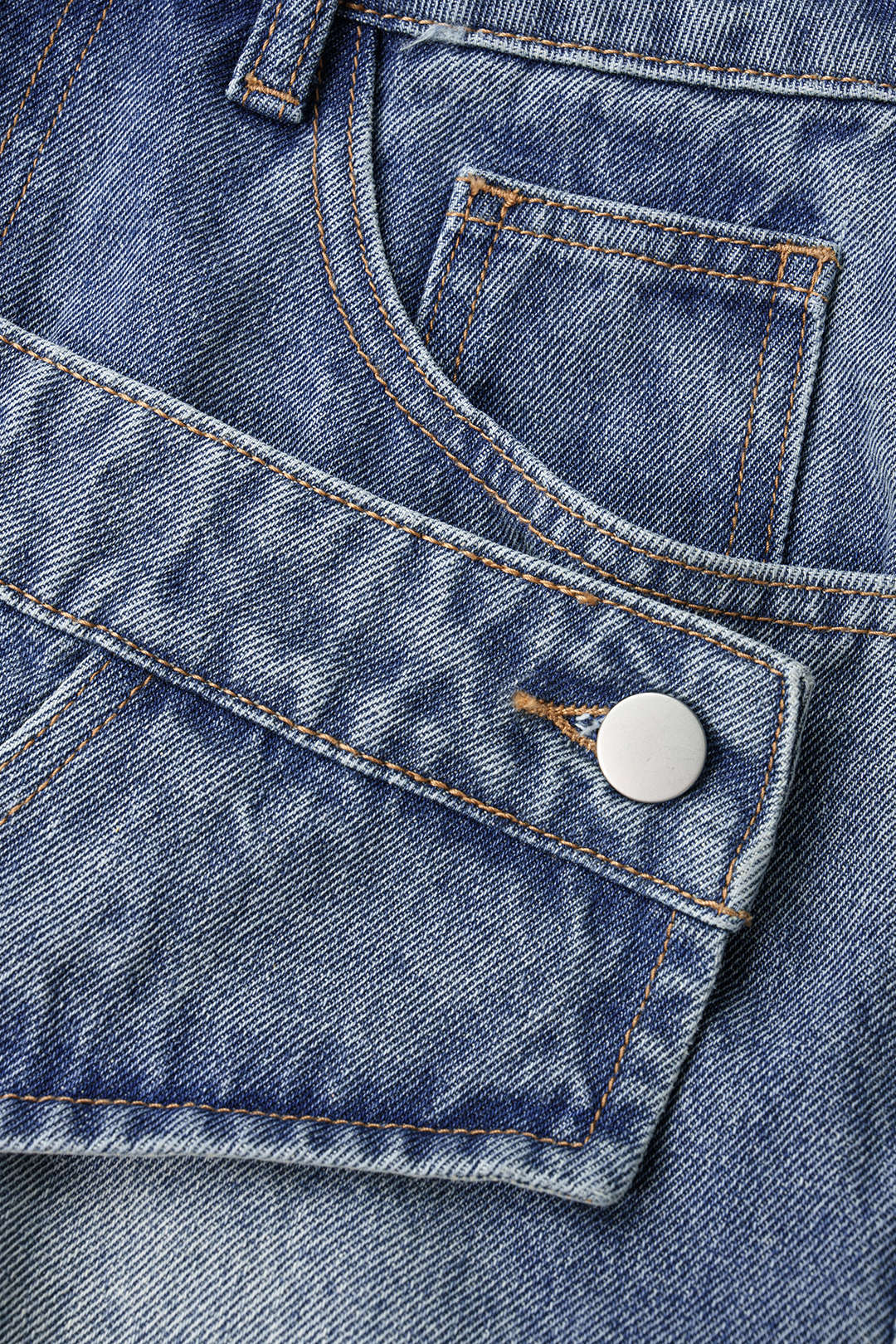 Denim asymmetrische rok met rafelrand