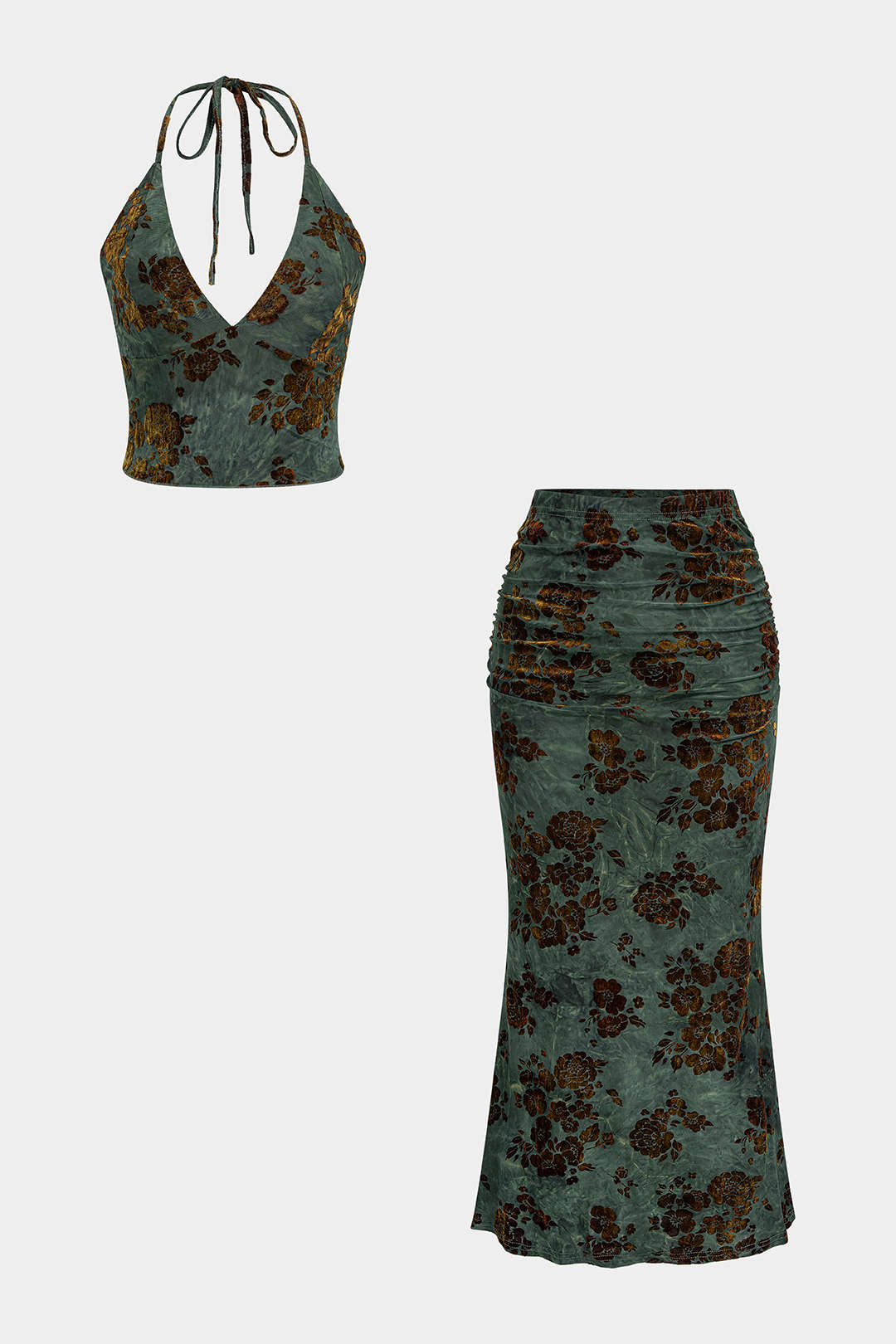Bloemenprint set met top en blouse