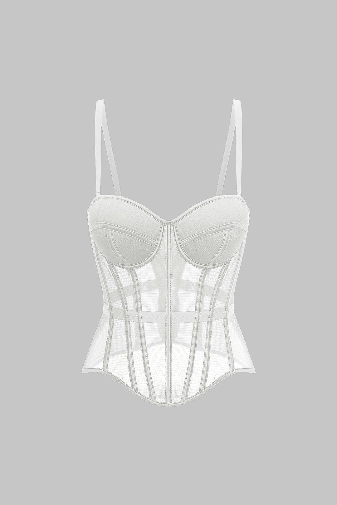 Mesh top met spaghettibandjes