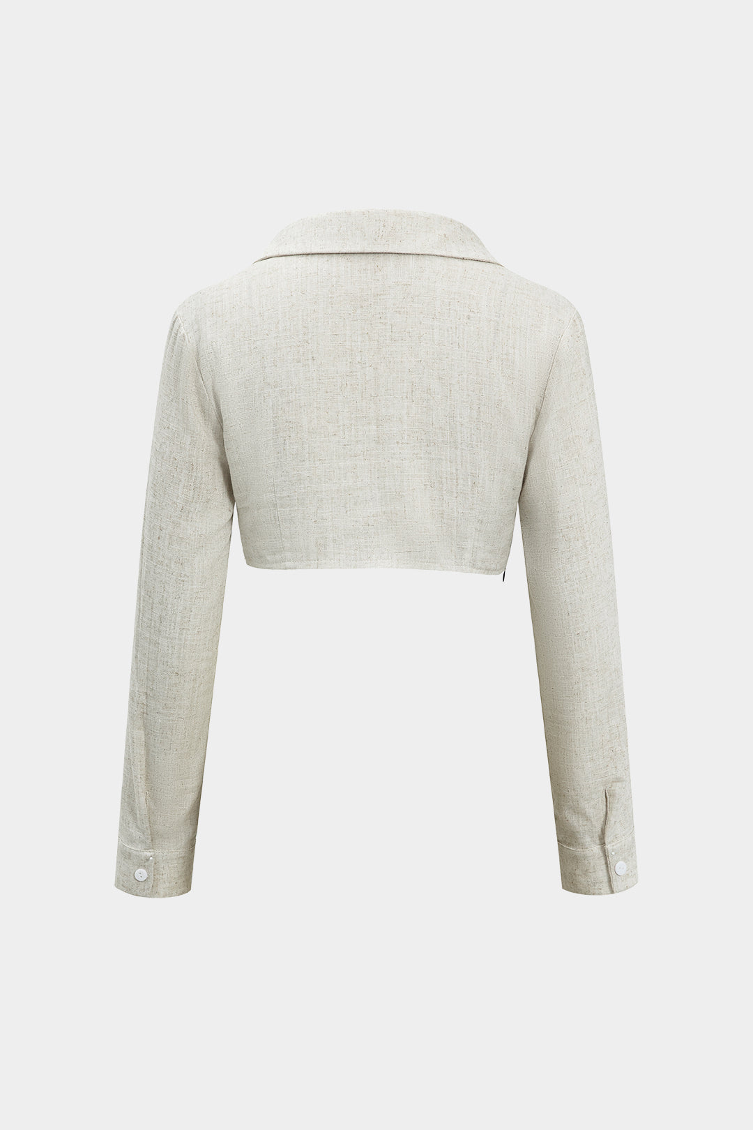 Colorblock leren-look blouse met ruches en lange mouwen