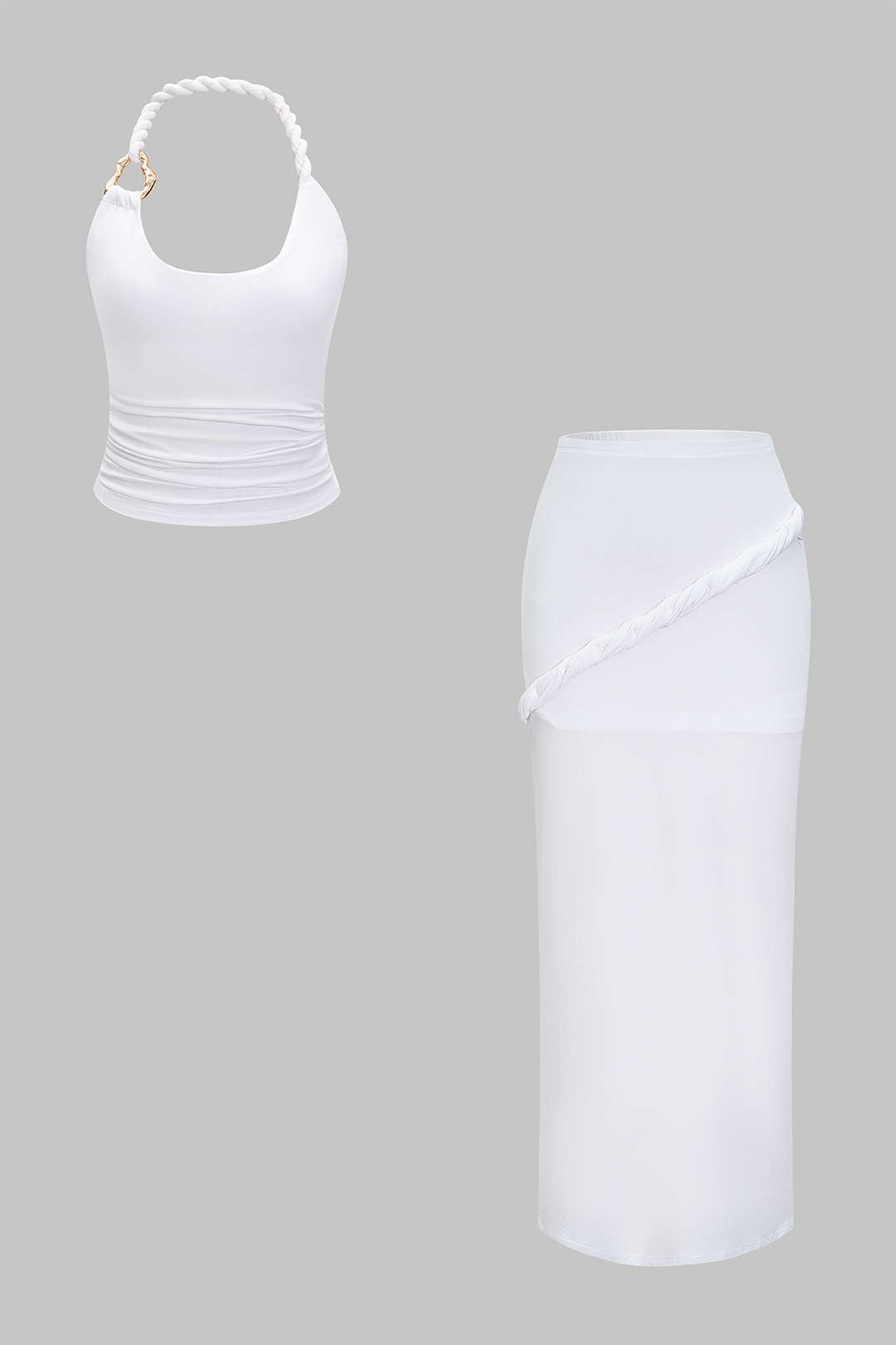Asymmetrische metallic rok met gedraaid detail