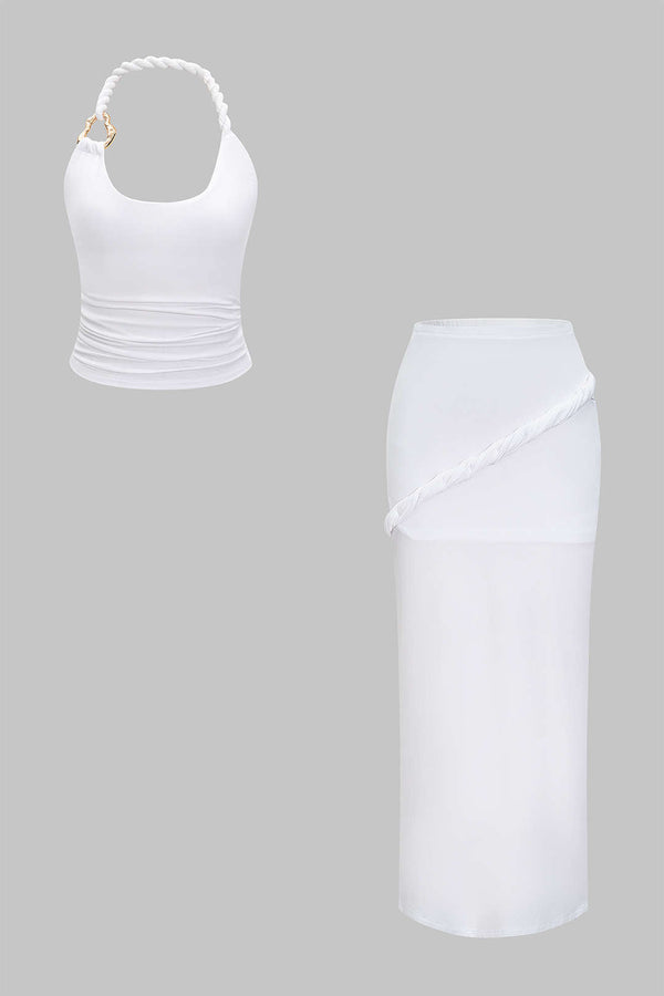 Asymmetrische metallic rok met gedraaid detail