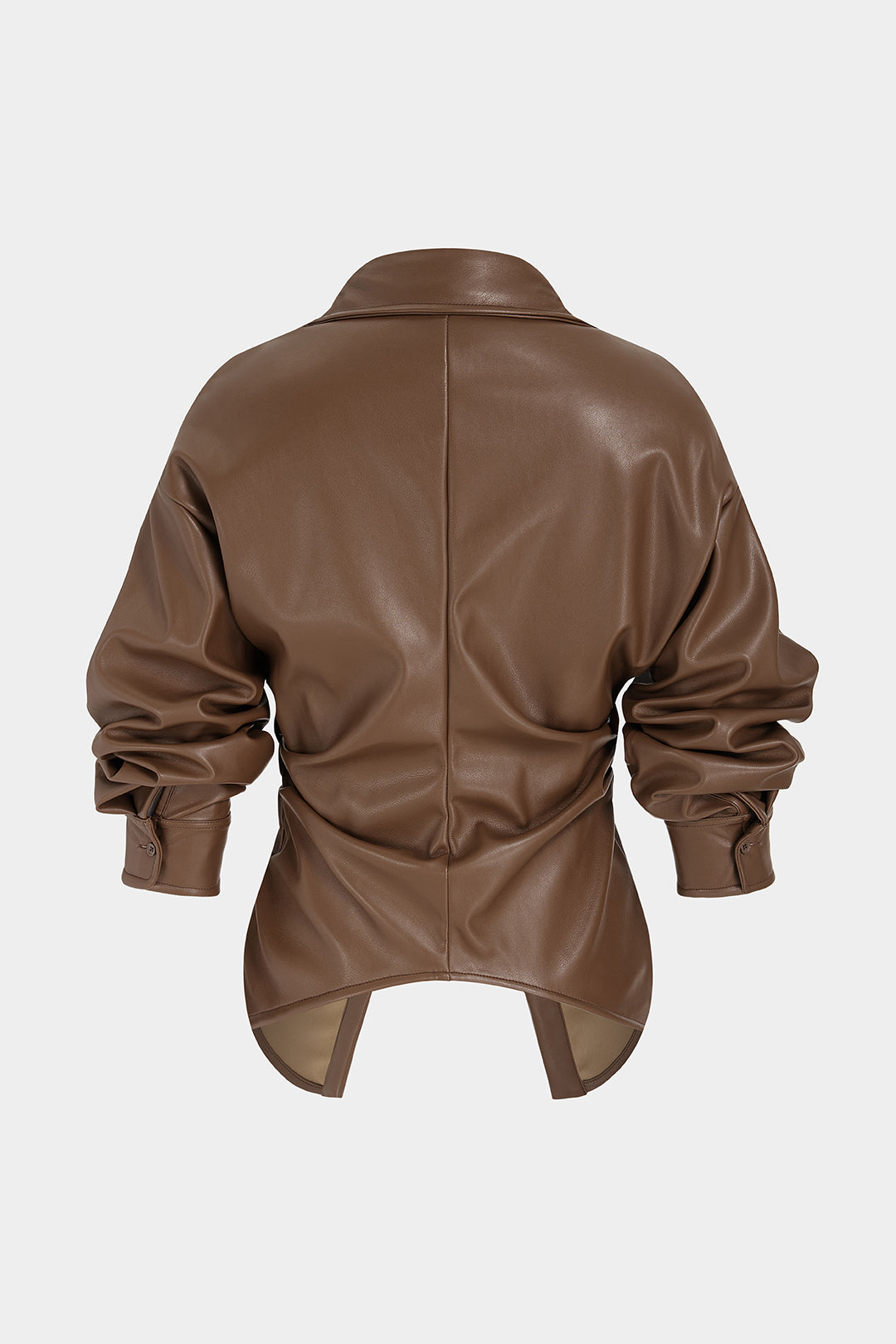 Leren-look metallic blouse met kettingdetail en lange mouwen