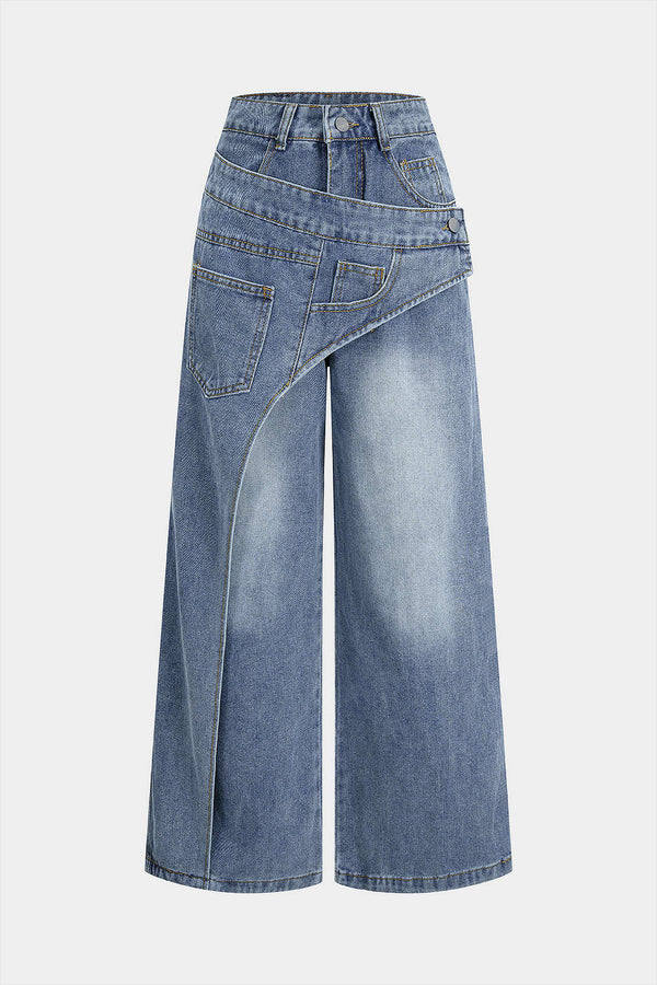 Jeans met knoopjes, rits en zakken