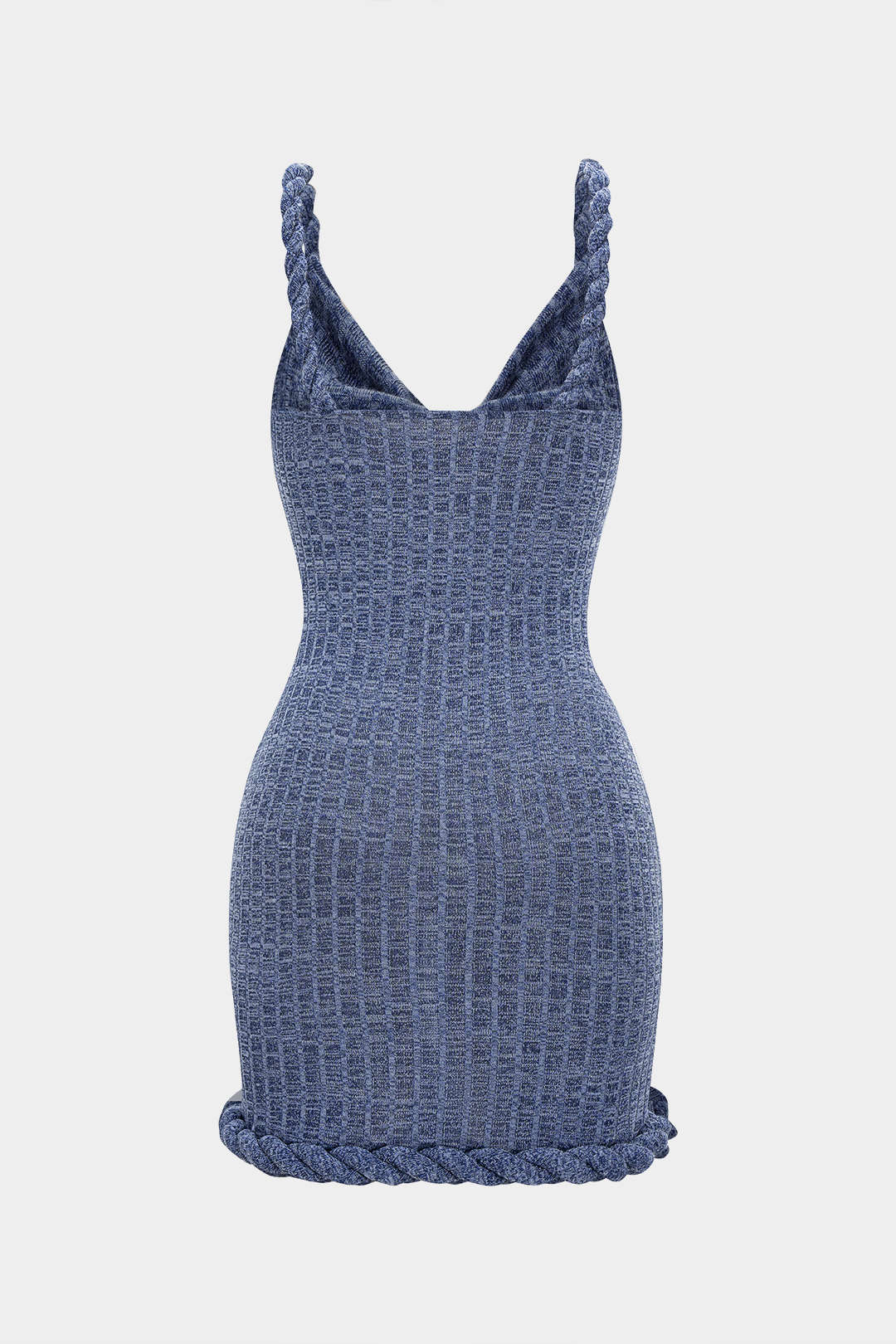 Mouwloze minijurk met watervalhals en gedraaid detail